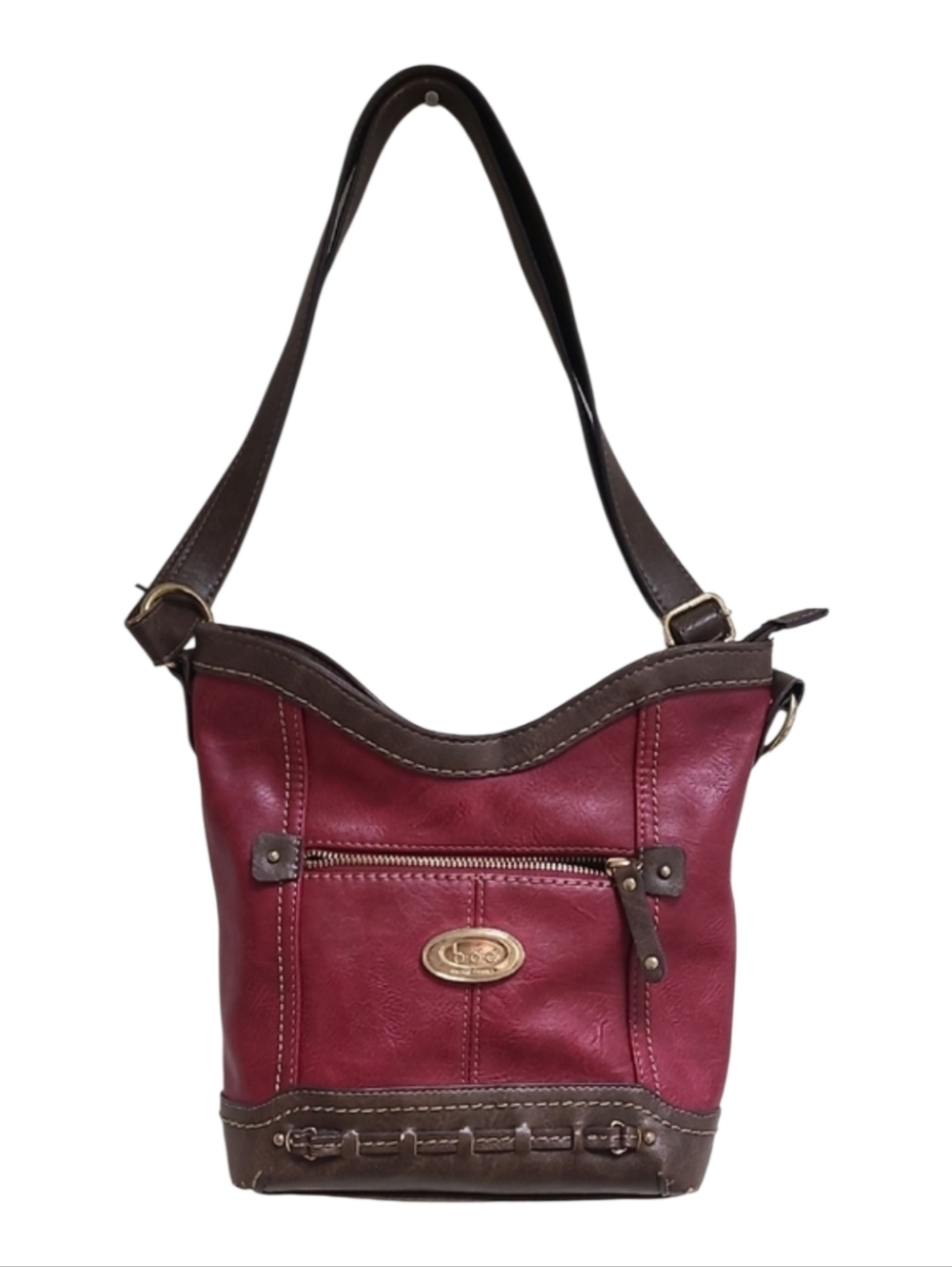 Born Concept boc Womens Shoulder Bag Burgundy Brown Purse Pocketbook Adjustable